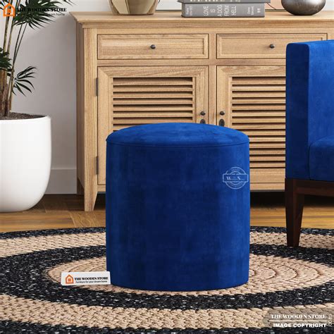 Dove Round Pouffe (Marine Blue) – The Wooden Store