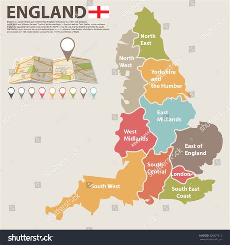 Large Colored Map England All Counties Stock Vector 306307616 ...