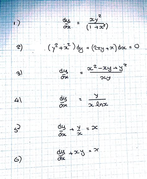 Solved dy/dx = xy^2/(1 + x^2) 2) (y^2 + x^2) dy + (2xy + x) | Chegg.com