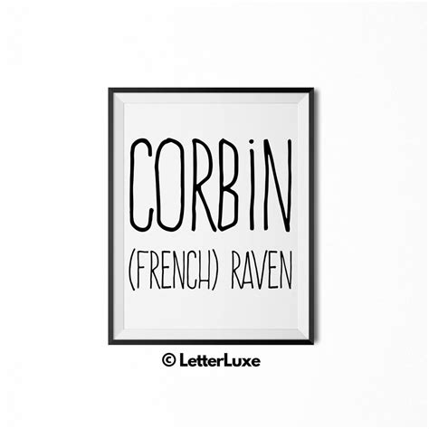 Corbin Name Meaning Art, Corbin Gift, Printable Baby Shower Gift ...