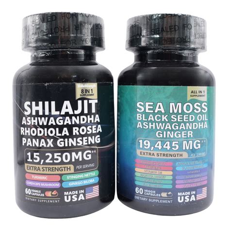 Shilajit and Sea Moss Pill Bundle (2) Bottles 120 caps total – Fitness Connection ltd