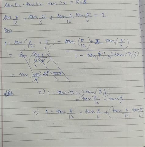 Prove that [tex] tan \pi /12 + tan \pi/6 + tan \pi/12 * tan \pi/6 = 1 ...