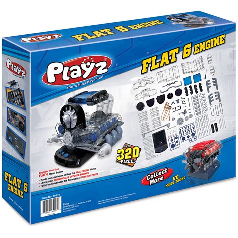 Playz Flat 6 Model Engine Building Kit - 320+ Pieces Revved-Up Internal ...