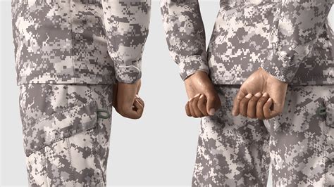 3D Black Female Soldier Military ACU Standing Pose Fur | 3D Molier ...