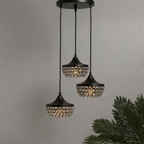 Buy HOMESAKE Corsica Black Crystal Round 3-Lights Chandelier-22 x 22 x ...