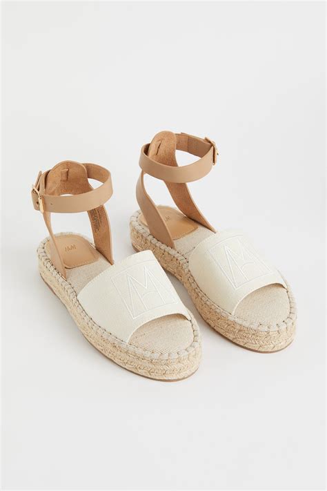 Embroidery-detail espadrilles - White/Beige - Ladies | H&M IN