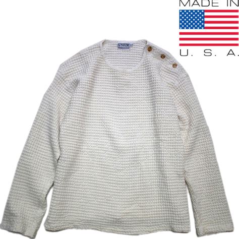1点物 USA製コットンニットセーター古着メンズL/XLレディースOKアメカジ90sストリート/スポーツMixレトロ肩ボタン無地ビッグサイズ ...