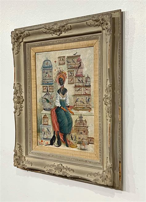 Surrealist Lady with Birds Painting by Thurman Nicholson For Sale at ...