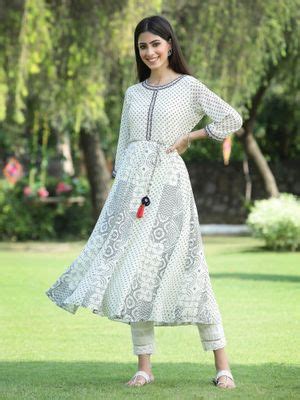 Buy Juniper Ivory Bandhani Printed Georgette Anarkali Women Kurta Online
