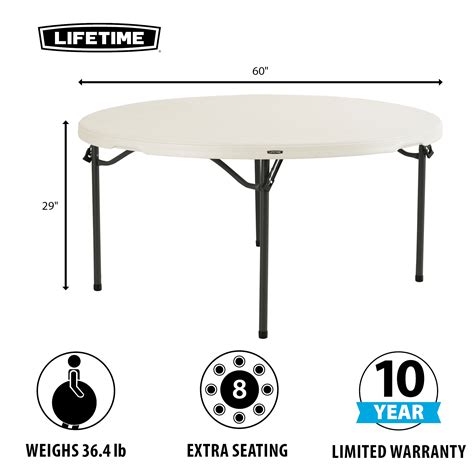 Lifetime 60 inch Round Folding Table, Indoor/Outdoor Commercial Grade ...
