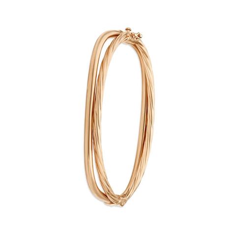 Urbane Yellow Gold Ribbed Bangle