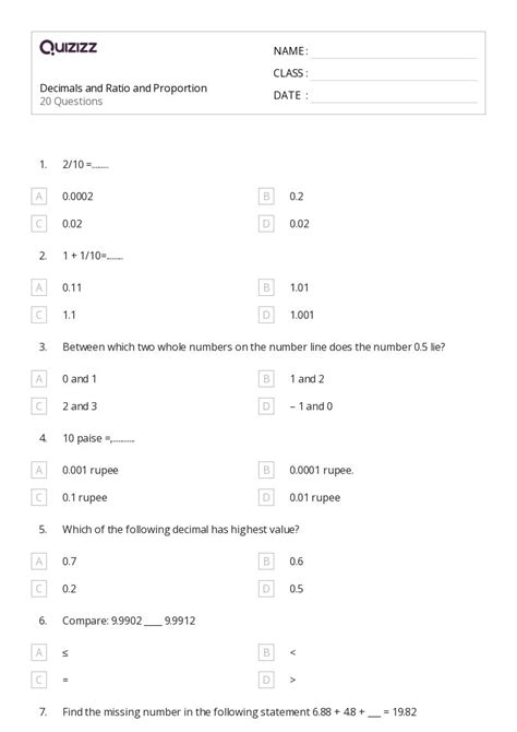 50+ Comparing Weight worksheets for 6th Class on Quizizz | Free & Printable