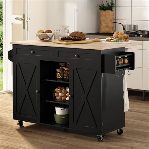 Hlr Kitchen Island On Wheels Black Rolling Kitchen Island Cart ...