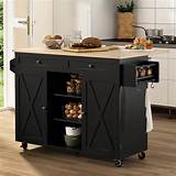 Hlr Kitchen Island On Wheels Black Rolling Kitchen Island Cart ...