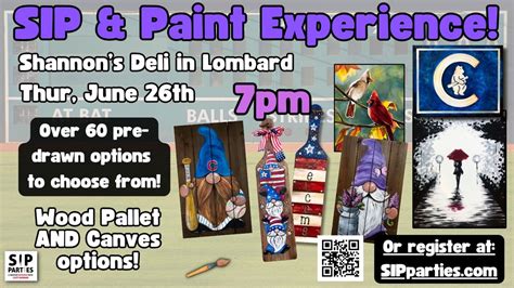 Pre-Drawn SIP & Paint Experience! Shannons Deli in Lombard. Thursday ...