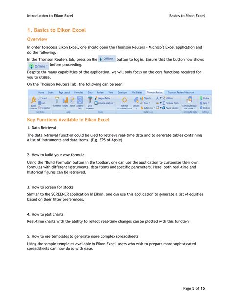 Eikon Refinitiv Excel Basics 的图像结果