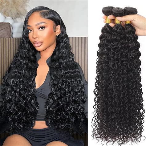 Amazon.com : Brazilian Virgin Human Hair Water Wave Bundles(26 28 30 Inch)100% Unprocessed Human ...