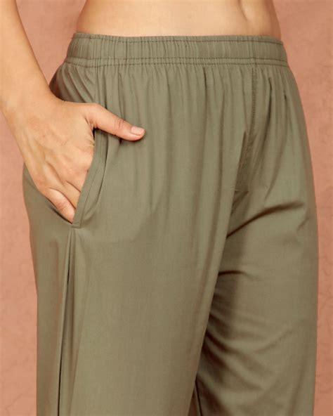 Army Green Cotton Kurti Pant - Twin Birds