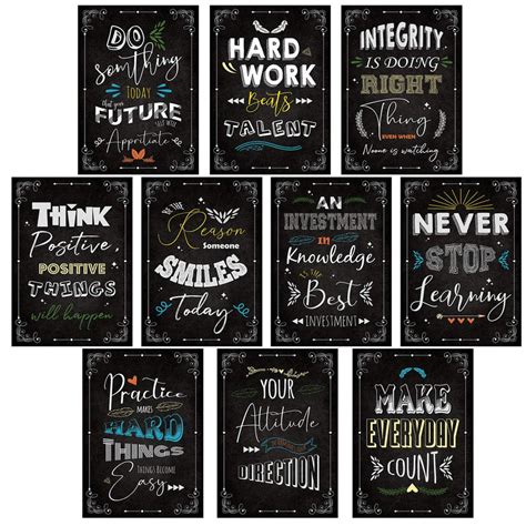Rainbow Arts - Set of 10 Motivational Inspirational Quotes Wall Poster ...
