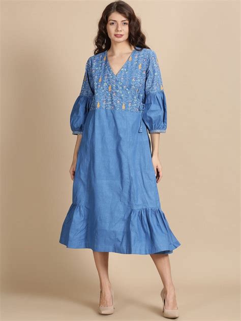 Sanganeri Block Print Dress - Stylish Blue Summer Fashion – Charkha Tales
