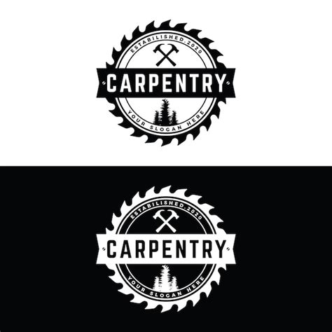 Holzsäge Premium-Logo-Design mit Vintage-SchreinerwerkzeugenLogo für ...