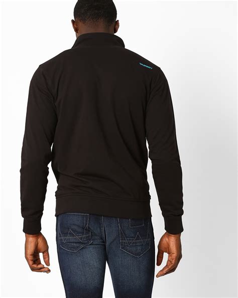 Buy Black Now Or Never Relaxed Fit Sweatshirt with Front Zipper | AJIO