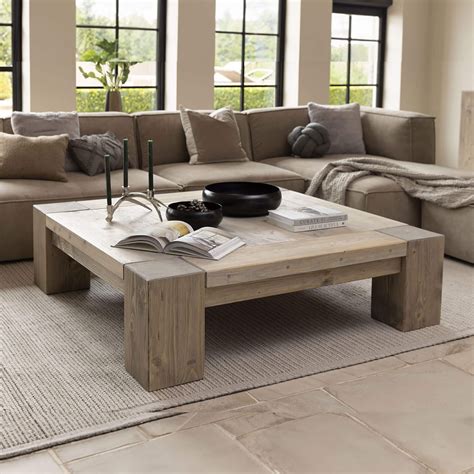 Montana Arizona Grey Reclaimed Wood Square Coffee Table