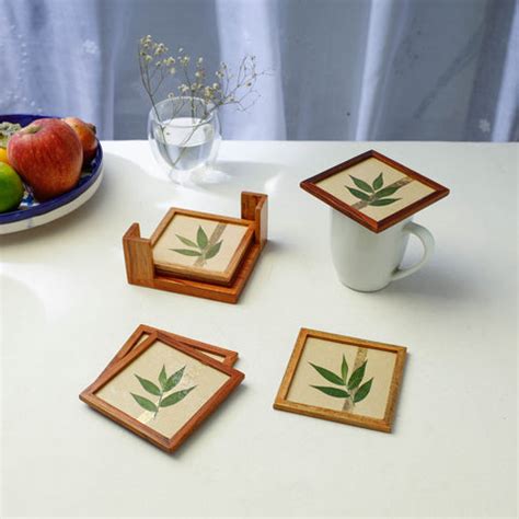 Wooden Coasters - Buy Handmade Wooden Table Coasters Set Online ...