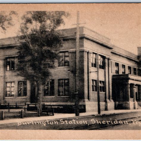 c1910s Sheridan WY Burlington Station PC Railroad Train Depot Tram ...