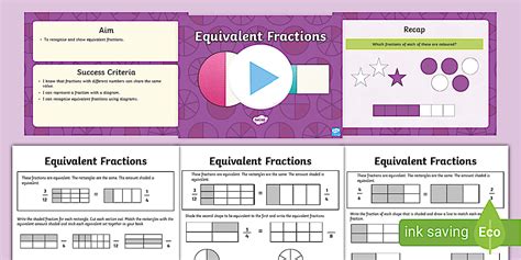 Worksheet and PowerPoint - Equivalent Fractions - KS2