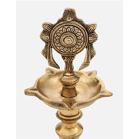 Buy DecorTwist Brass Shank Chakra Namah Diya Lamp Stand Vilakku (Set of ...
