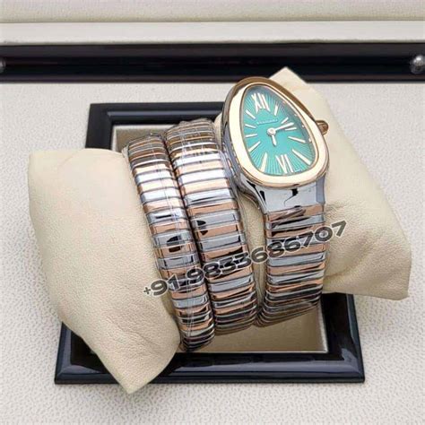 First Copy Bvlgari Serpenti Green Dial Dual-Tone Watch