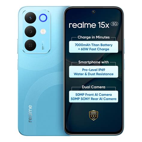 realme 15X 5G Smartphone 6+128GB Aqua Blue, 6.8-inch Screen, 144Hz ...