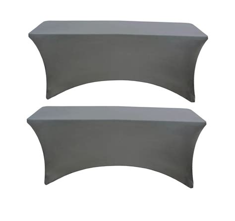 2 Pack Dark Grey 30x96 8 Foot Stretch Spandex Table Covers