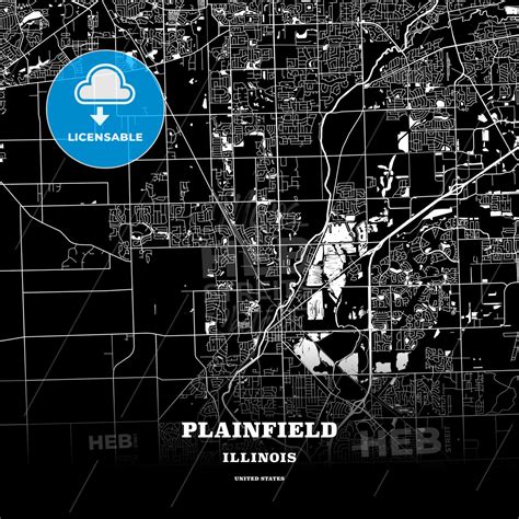 Black Map Poster Template Of Plainfield, Illinois, Usa – HEBSTREITS