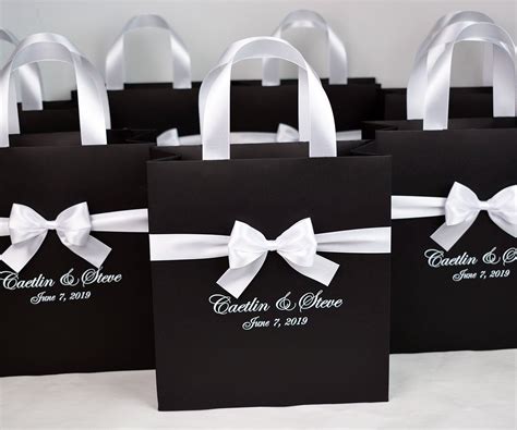 25 Chic Wedding Welcome Bags With Satin Ribbon Handles, Bow and Your ...