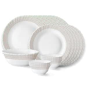 Larah by Borosil Waltz Fluted Series Opalware Dinner Set | 19 Pieces ...
