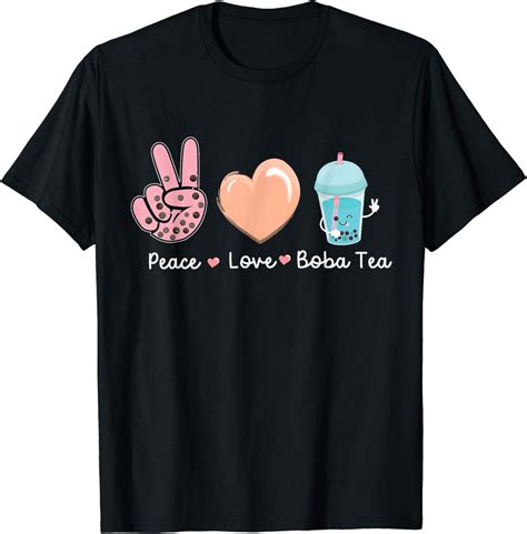 Bubble Peace Love Boba Tea T-Shirt - Walmart.com