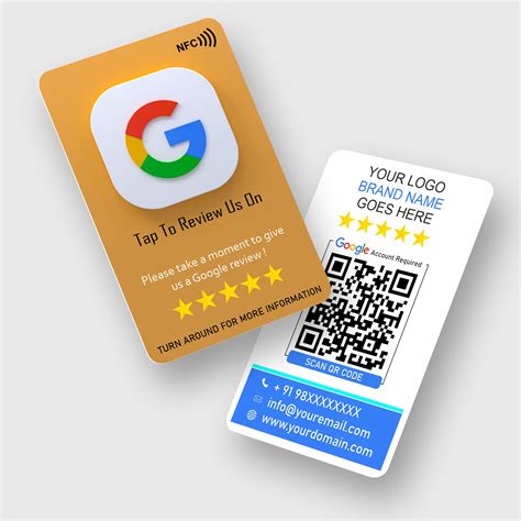 Google Review Card | QR Code and NFC Chip | Tap or Scan - Golden ...
