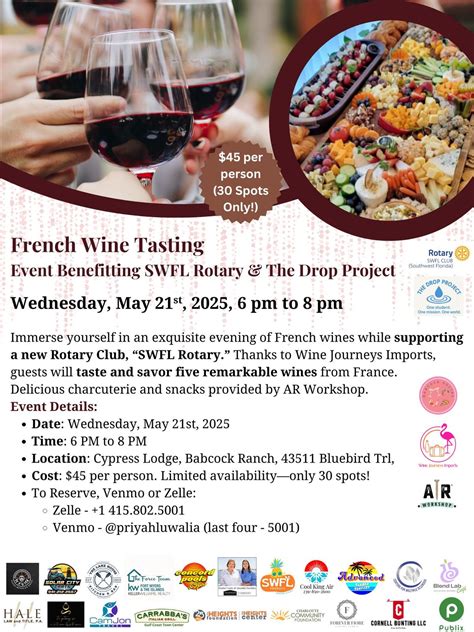 Must REGISTER! French Wine Tasting Event Benefitting SWFL Rotary & The ...