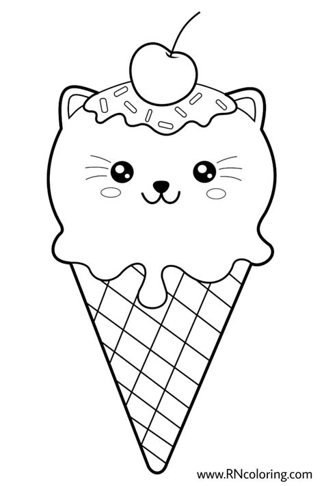 Kawaii Cute Ice Cream Coloring Pages | Unicorn coloring pages, Bunny ...