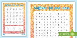 Words Ending in -ness Word Search