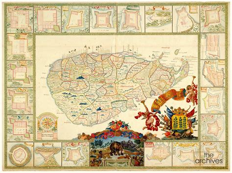 Decorative 18th-century Dutch East India Company or Vereenigde Oost-Indische Compagnie (VOC) map ...