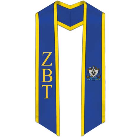 Zeta Beta Tau Trimmed Greek Lettered Graduation Stole With Crest ...