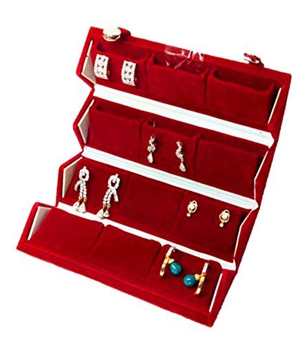atorakushon® Velvet 12 pair Earring Organizer Folding jewellery Box ...