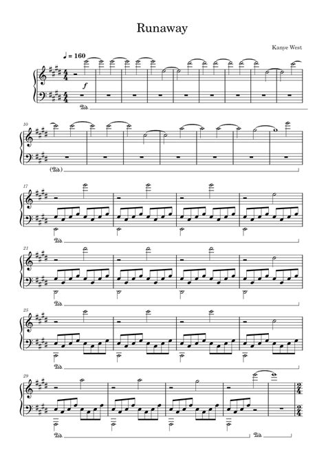 Runaway - Kanye West Sheet Music for Piano (Solo) | MuseScore.com