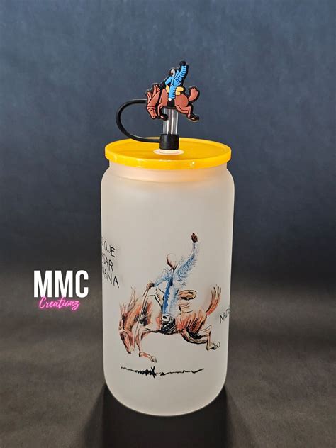 Bad Bunny Glass Cup, 16oz Frosted Glass, Bad Bunny Straw Topper ...