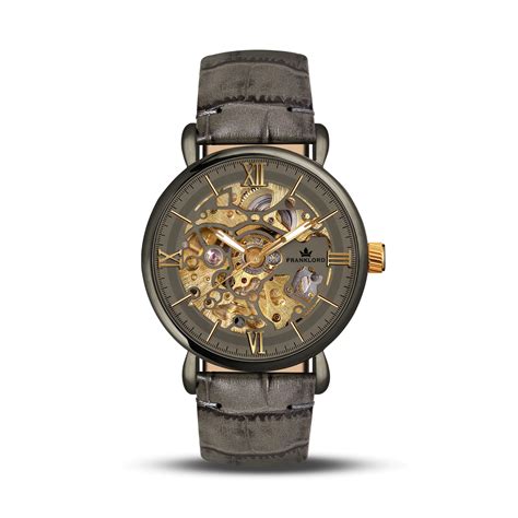 Franklord Mechanis Titanium Smoke – Skeleton Automatic Leather Watch