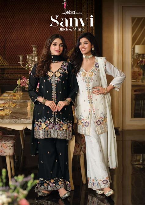 EBA LIFESTYLLE SANV BLACK AND WHITE HEAVY EMBROIDERY DESIGNER PARTY ...