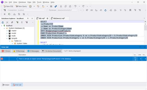 Select into Temp Table SQL 的图像结果